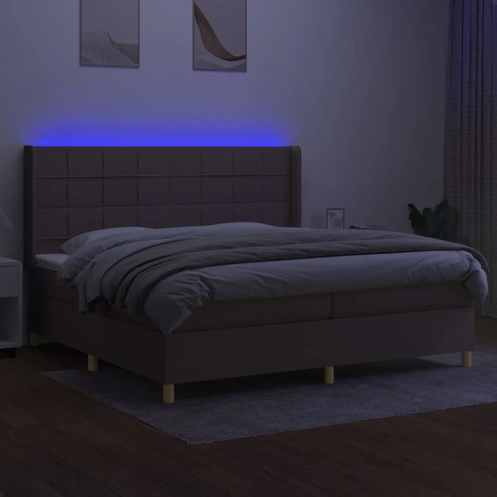 Letto a Molle Materasso e LED tortora 200x200cm in Tessuto 3138905