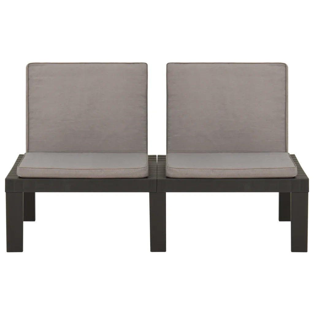Panchina da Giardino con Cuscino in Plastica Grigia 315849
