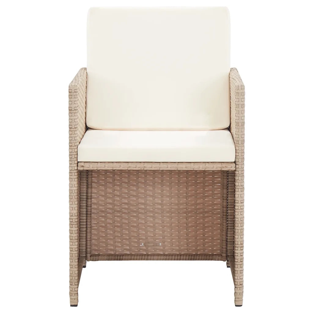 Set da Pranzo da Giardino 17 pz con Cuscini in Polyrattan Beige