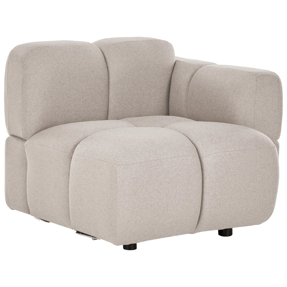 Divano modulare a 2 posti in tessuto beige, divano componibile a due elementi, stile moderno