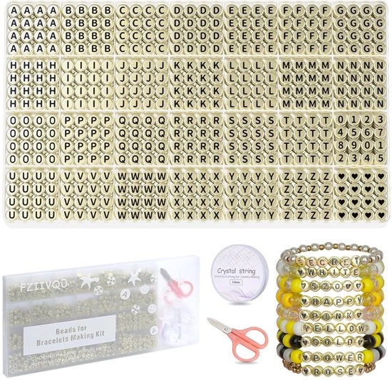 Kit per collane per bracciali - creazione di gioielli fai da te - 1450 pezzi - nero/oro - acrilico