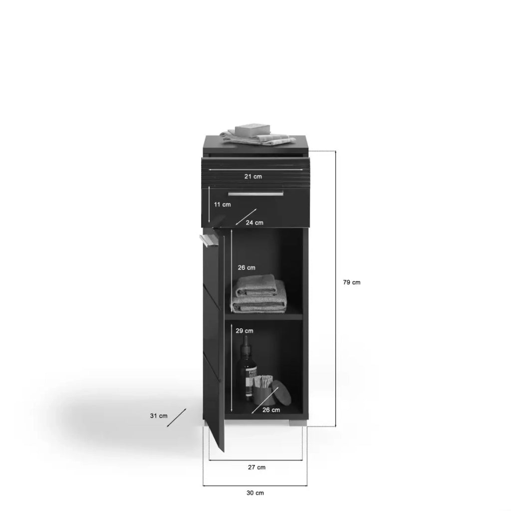 Colonna da bagno a metà – Nero lucido – KLEANKIN