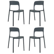Sedia In Polipropilene Marte Ergonomica Arredo di Design Esterno e Interno da Giardino Impilabile Sedie Mod Nero/4 Sedie