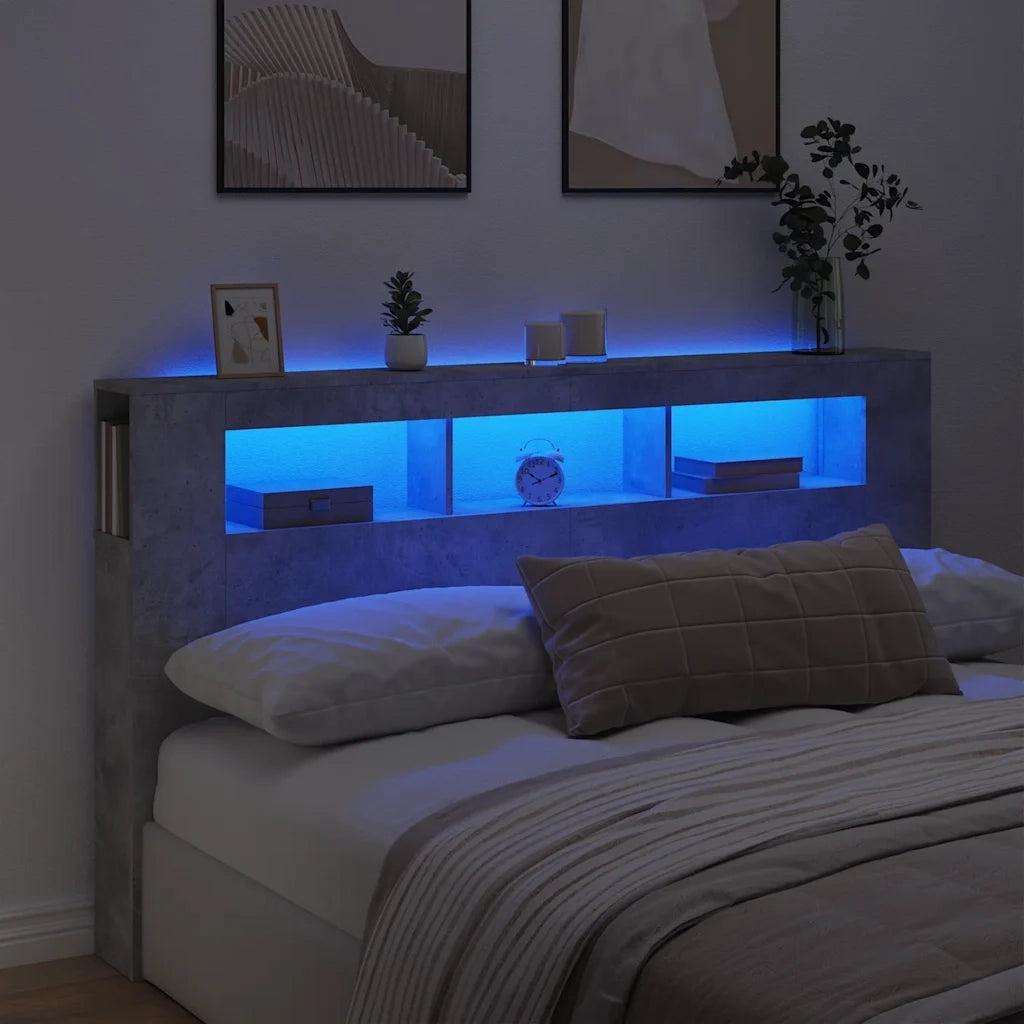 Testiera LED Grigio Cemento 180x18,5x103,5 cm Legno Multistrato 837361