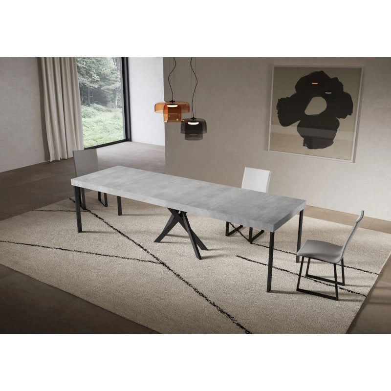 Consolle allungabile 90x40/300 cm Saki Premium telaio Antracite - Cemento