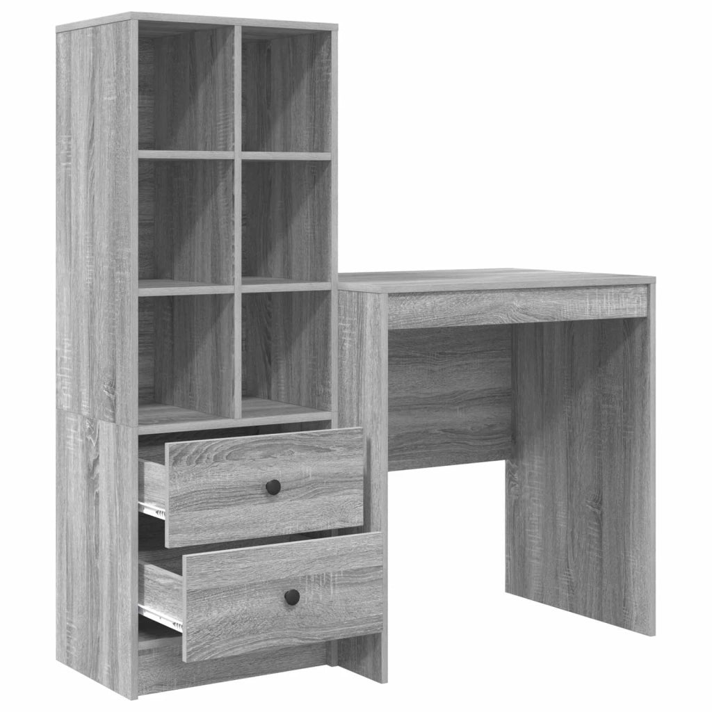 Scrivania con cassetto con lo scaffale 2 pcs Grigio Sonoma 3337350