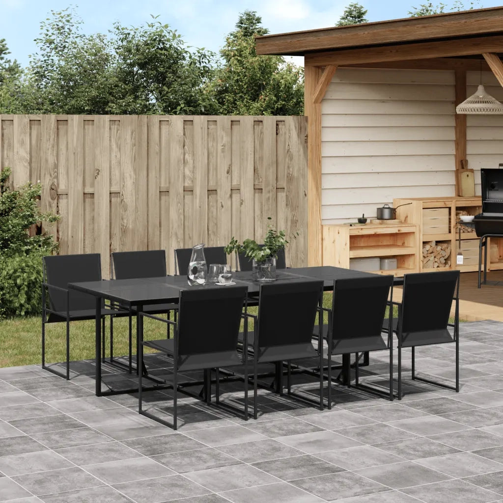 vidaXL Set da Pranzo da Giardino 9 pz Nero in Textilene