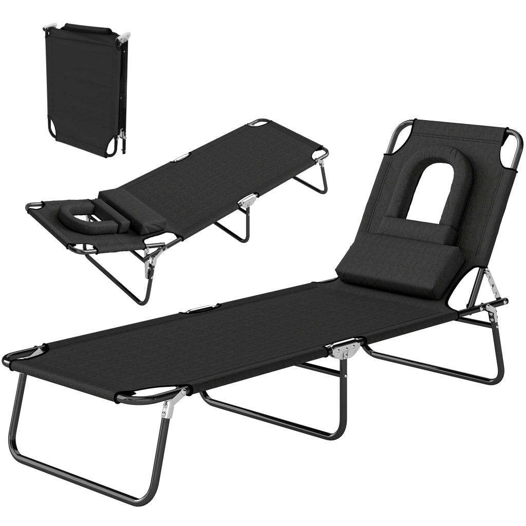Chaise Longue Pieghevole con Cuscini ¨C zephmum ¨C Grigio