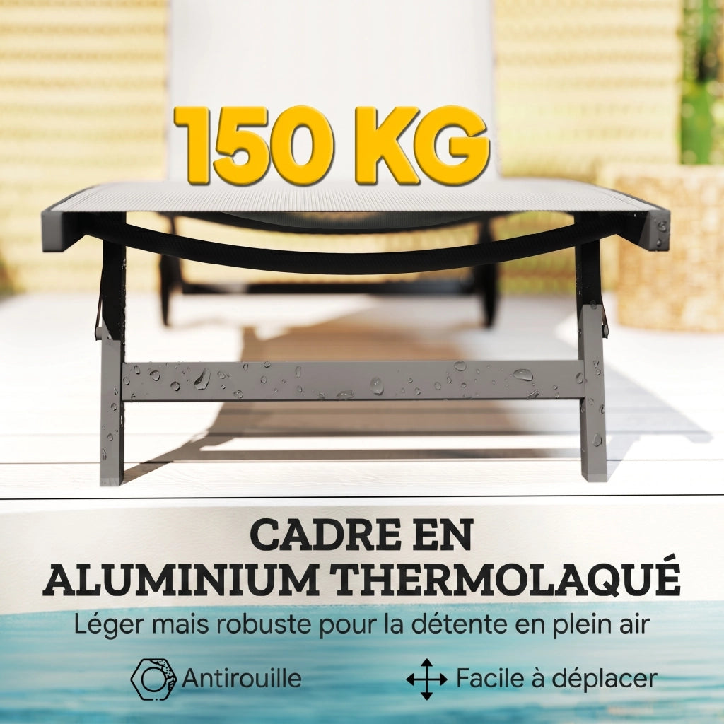 Lettino Sole Poltrona Relax 2 Pezzi ¨C Zephmum ¨C Alluminio Textilene Beige