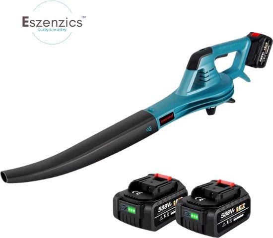 Turbo Bladblazer - Molto potente - Motore a coperchio duraturo - 46000rpm - Elettrico - Incluso 2 batterie - 4500W - Maniglia ergonomico - Blu
