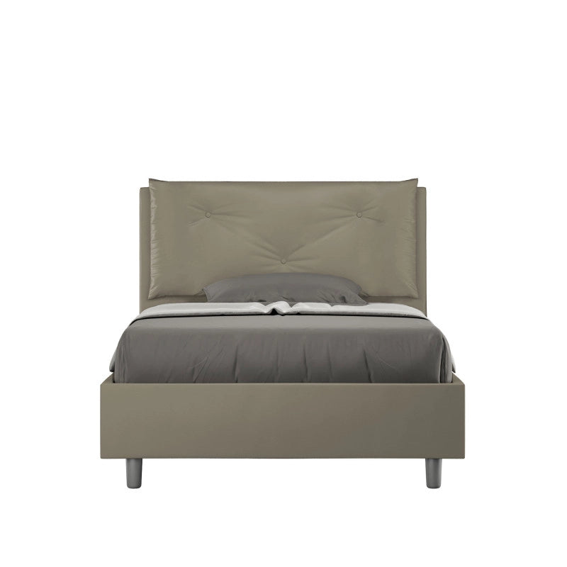Letto imbottito Piazza e mezzo 120x190 cm Large - Similpelle,Cappuccino,Con rete