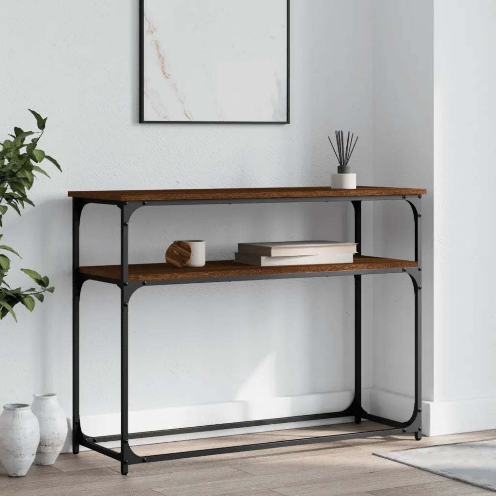 Tavolo Consolle | Tavolo d'Ingresso Rovere Marrone 100x35,5x75 cm Legno Multistrato
