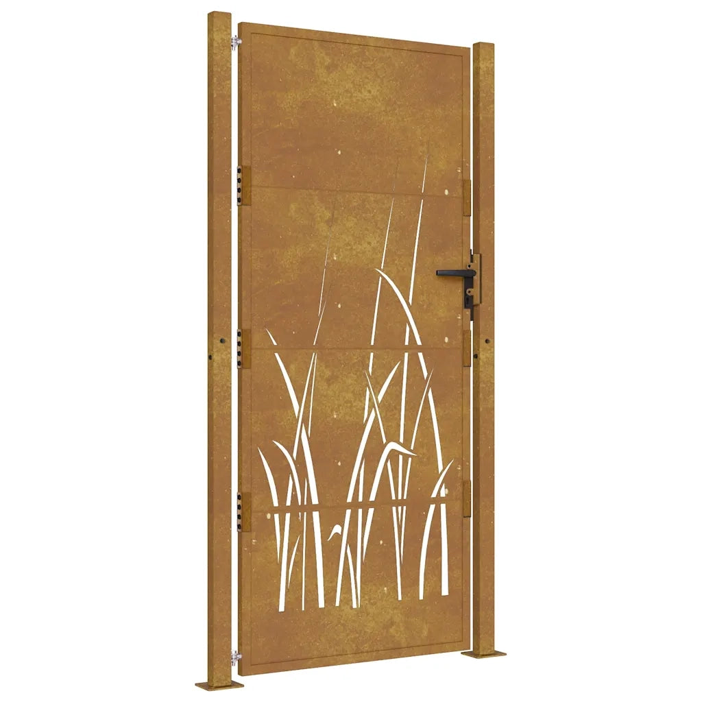 Cancello da Giardino 105x205 cm in Acciaio Corten Design Erba