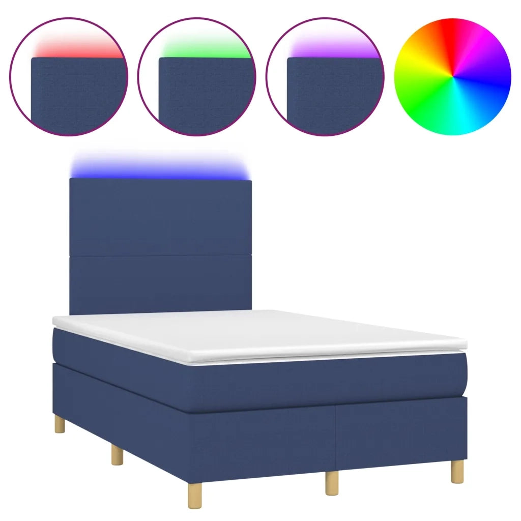 Letto a Molle con Materasso e LED Blu 120x200cm in Tessuto 3135267
