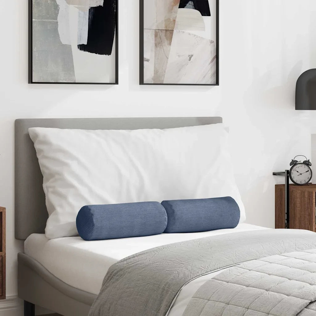 Cuscini a rullo 2 pz | Cuscini per sedie Blu ? 15 x 40 cm Tessuto in Cords