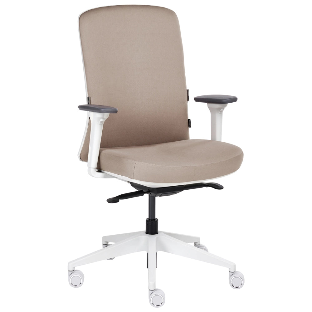 Sedia da ufficio ergonomica con schienale regolabile, seduta scorrevole, braccioli regolabili e supporto lombare tortora