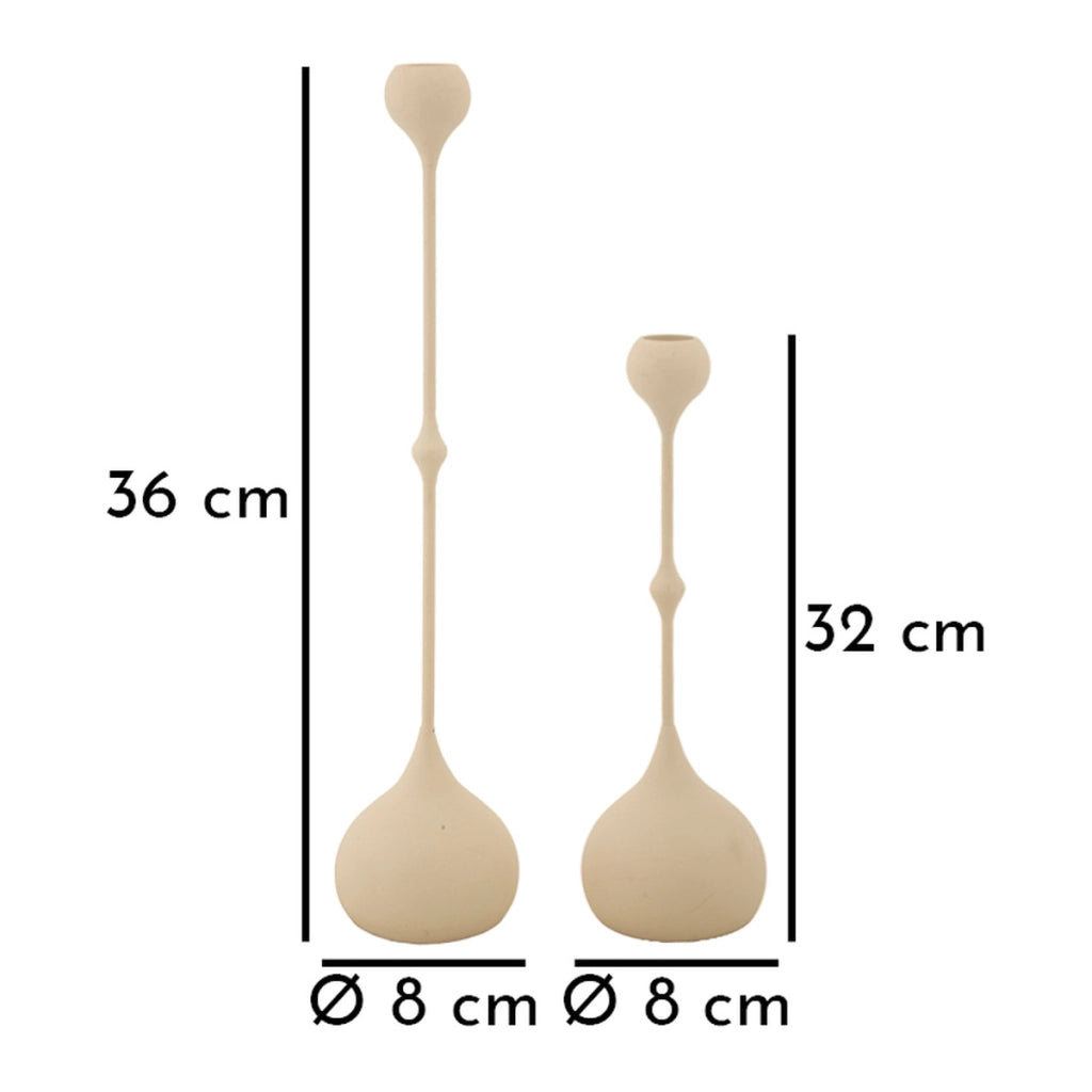 Portacandela VKH939, Beige, Acciaio, 8x8x37 cm