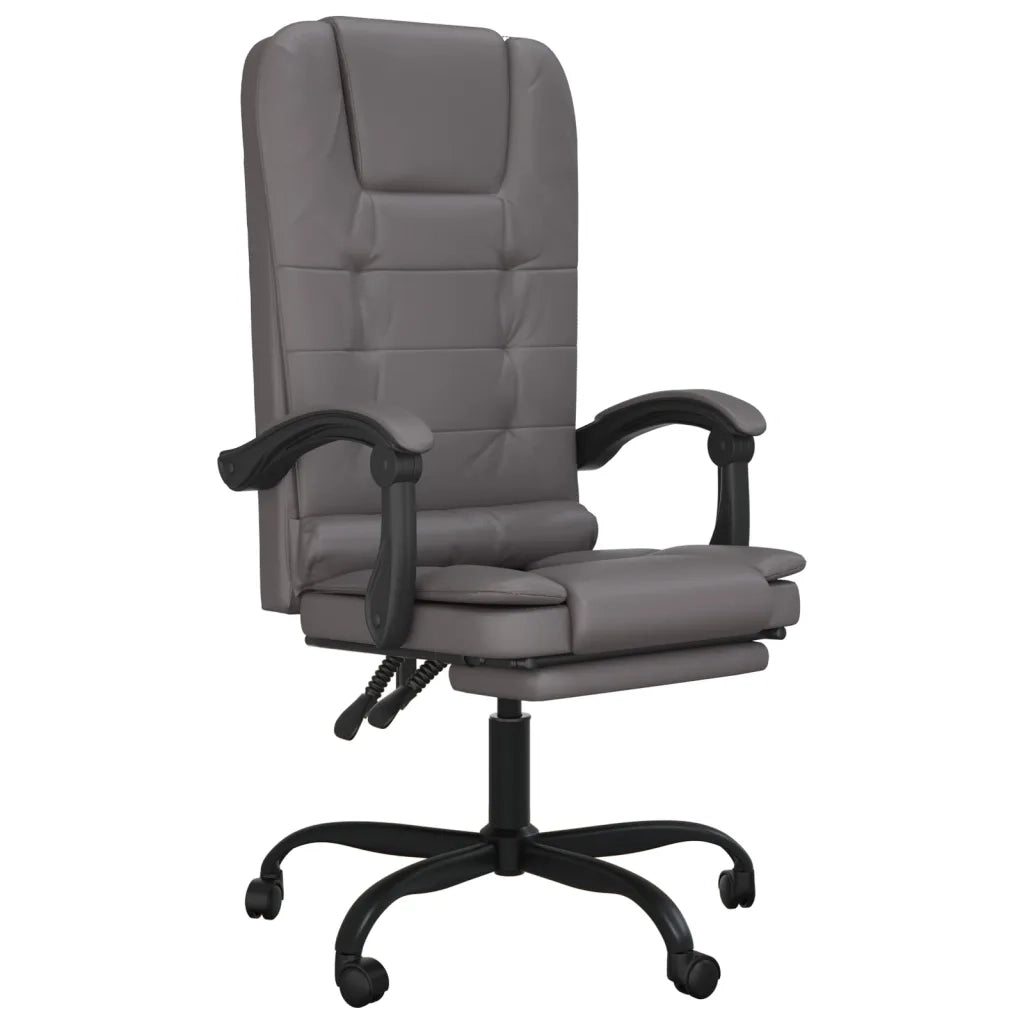 Poltrona da Ufficio Massaggiante | Sedia Relax Reclinabile Grigio Similpelle