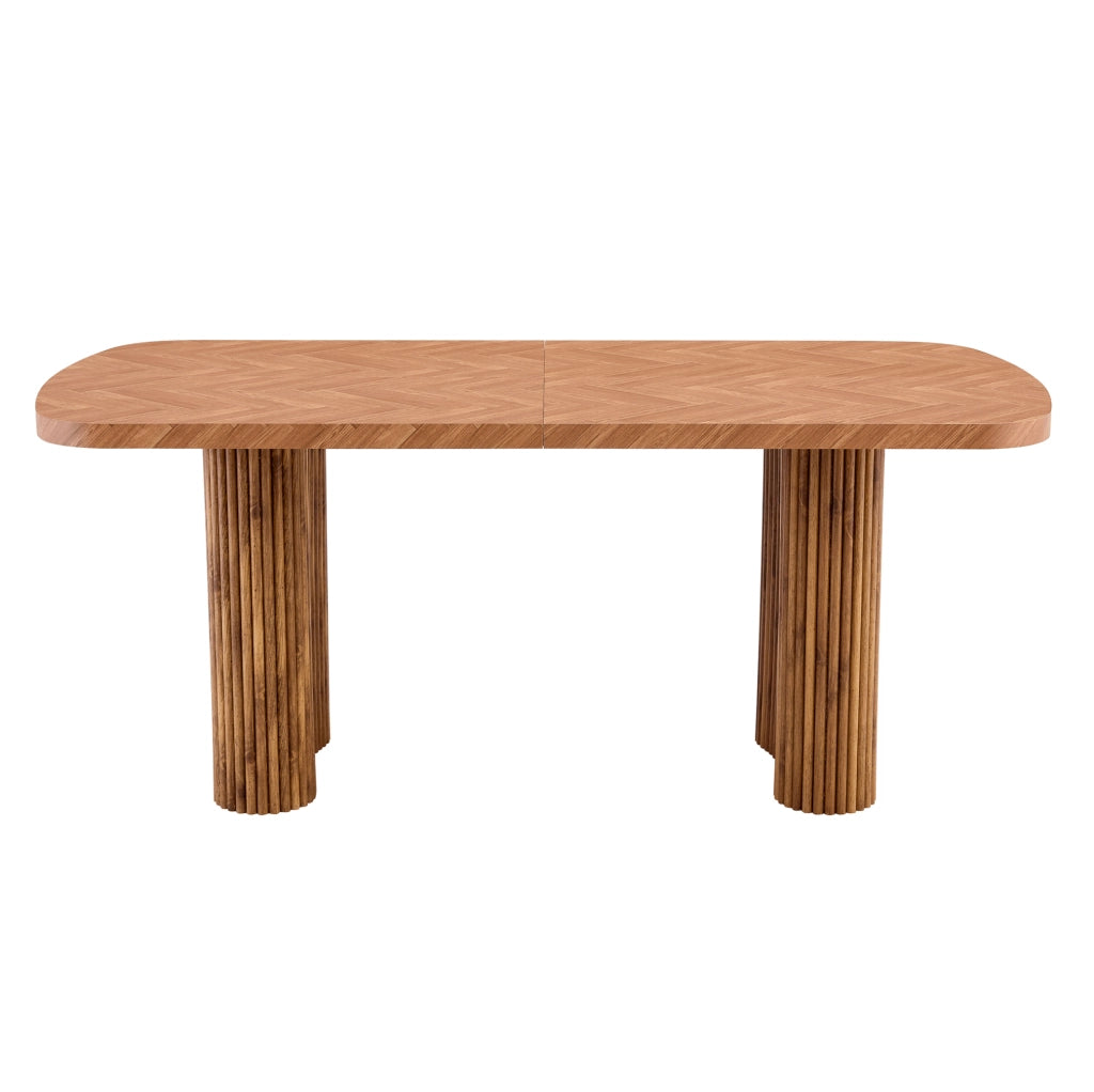Tavolo da pranzo in MDF noce 180×90 cm con base a colonna arcuata, design moderno per sala da pranzo e area reception