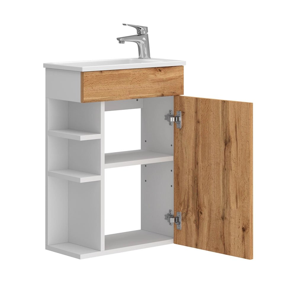 Vicco Set mobili bagno Quercia dorata 2 parti, con lavabo