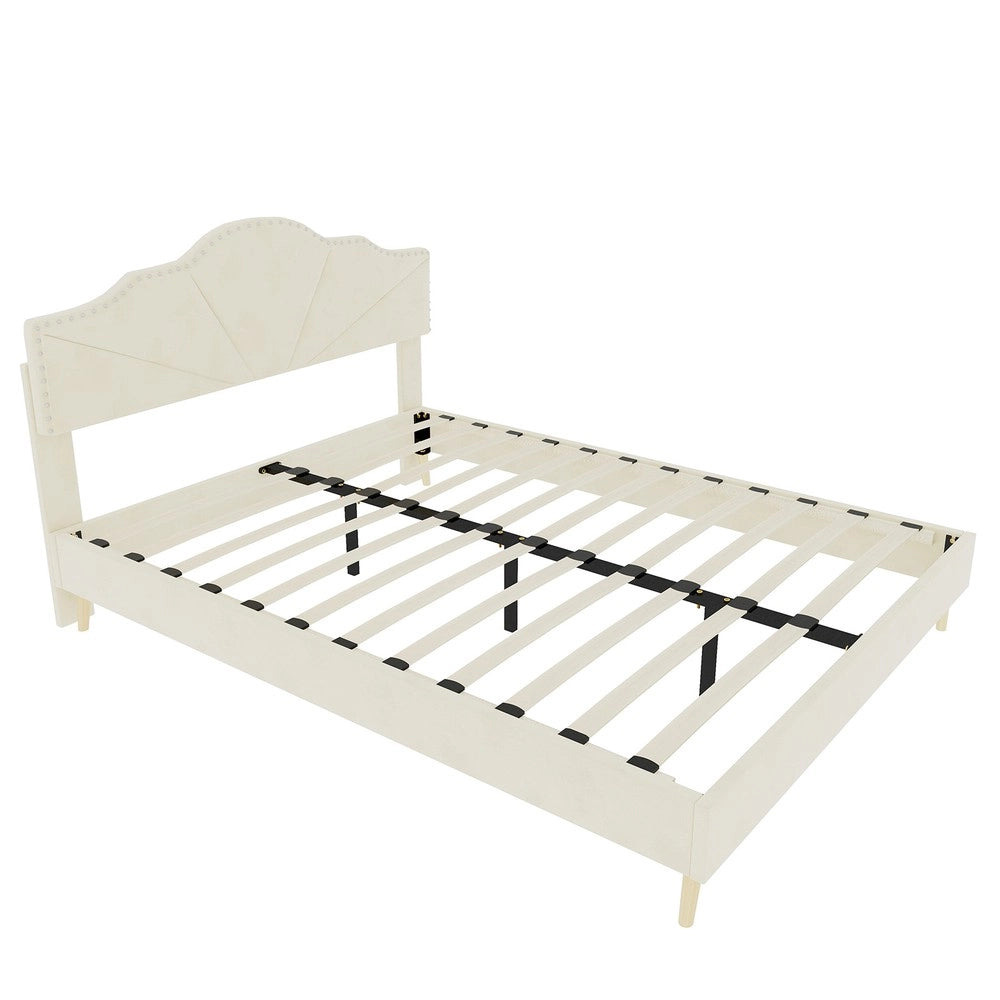 Letto Contenitore Imbottito ¨C MINIMAL ¨C Beige, 140x200, con materasso