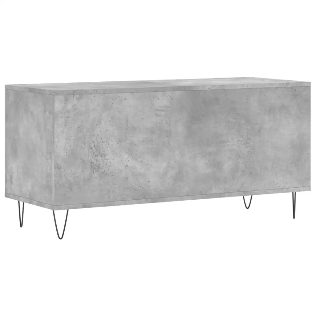 Mobiletto porta dischi in vinile pratico e in stile industriale 100 x 38 x 48 cm in legno composito grigio cemento 02_0049150