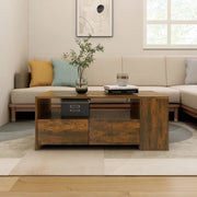 Tavolino da Salotto-Tavolino da soggiorno-Tavolo Rovere Fumo 102x55x42 cm Legno Multistrato 811343