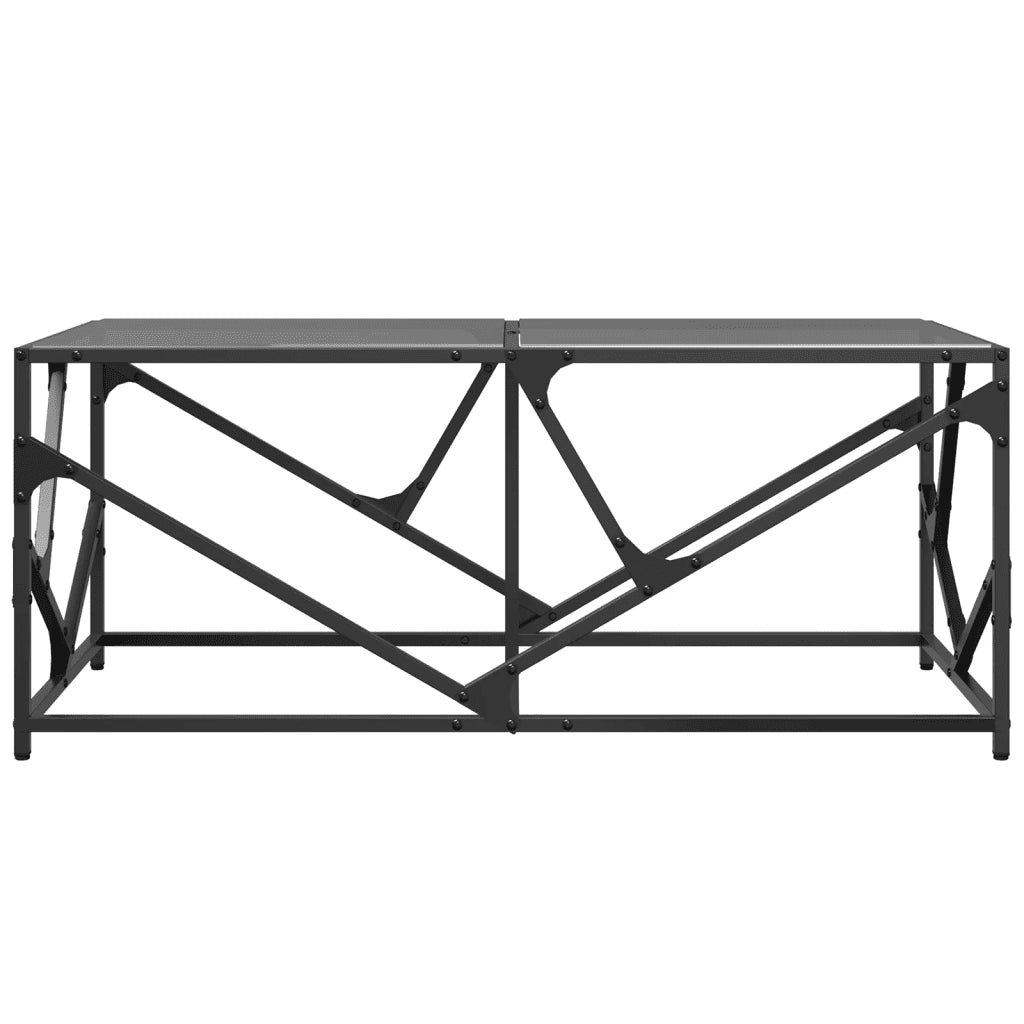Tavolino con Piano in Vetro Nero 98,5x50x41 cm Acciaio 845997