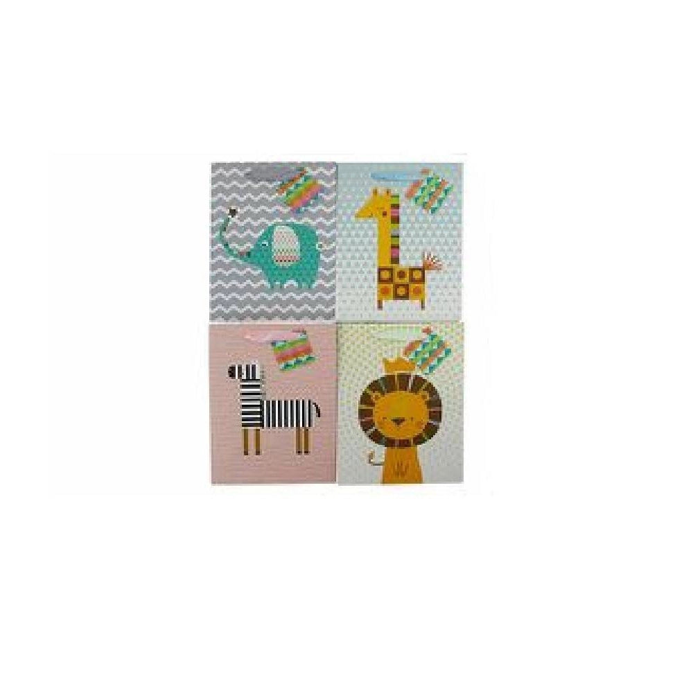 Trade Shop - Set 3 Buste Borsa Da Regalo Sacchetti Con Animali 30x42x12 Cm 65905 Modelli Vari -