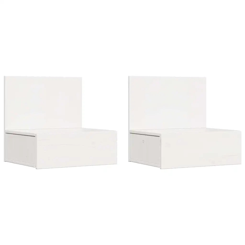 vidaXL Comodino 2 pcs Bianco 42 x 32.5 x 40 cm Legno di pino massello