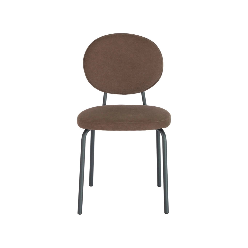 Set 2 sedie vintage in metallo e tessuto, marrone