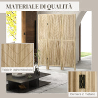 Paravento Separè da Interno 3 Pannelli 120x1,6x170 cm design a spina di pesce Legno Naturale