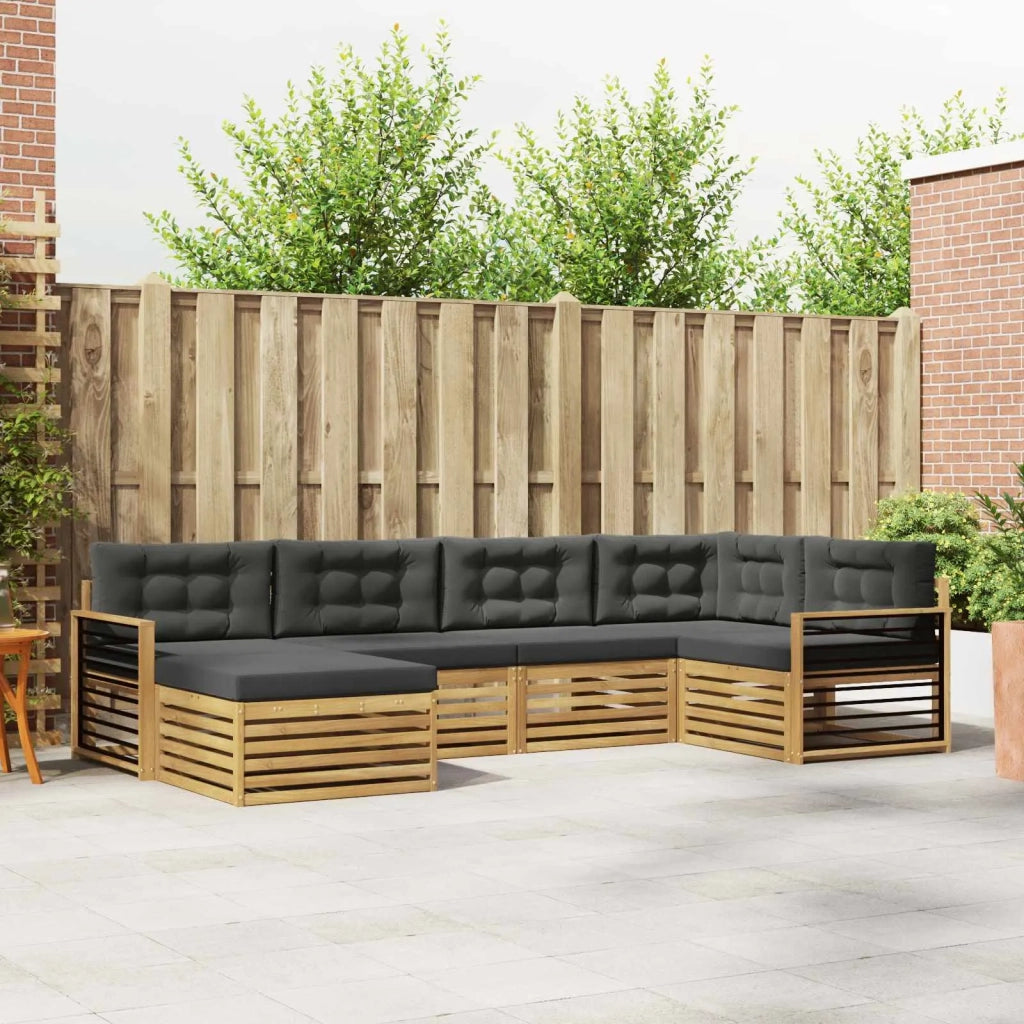 Set di divani da esterno 6 pcs Bianco e Antracite Poliestere