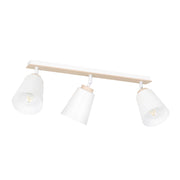 Faretto a soffitto ATLAS in acciaio bianco e legno naturale