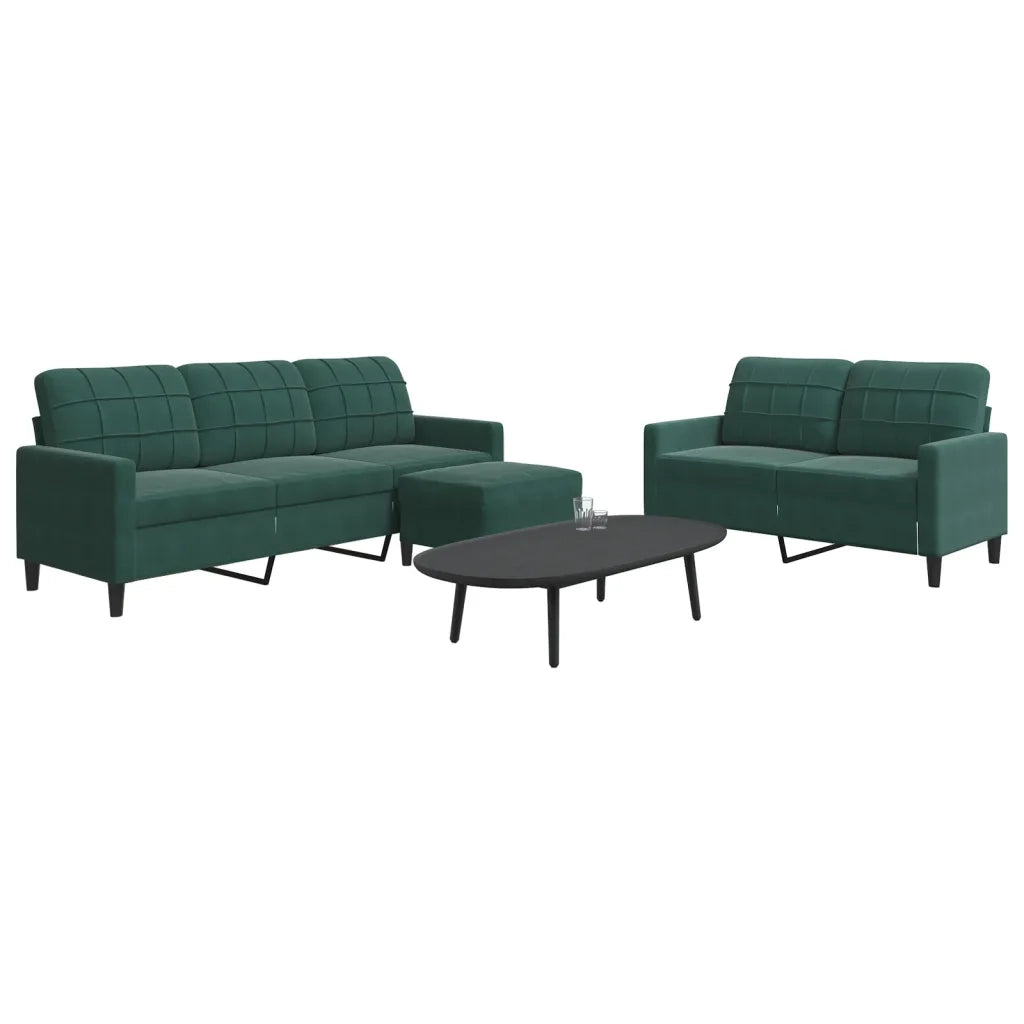 Set di Divani 3 pz con Cuscini Verde scuro in Velluto 3278403