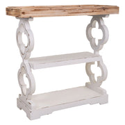 Mobile da ingresso in legno bianco intagliato 80x36x83h