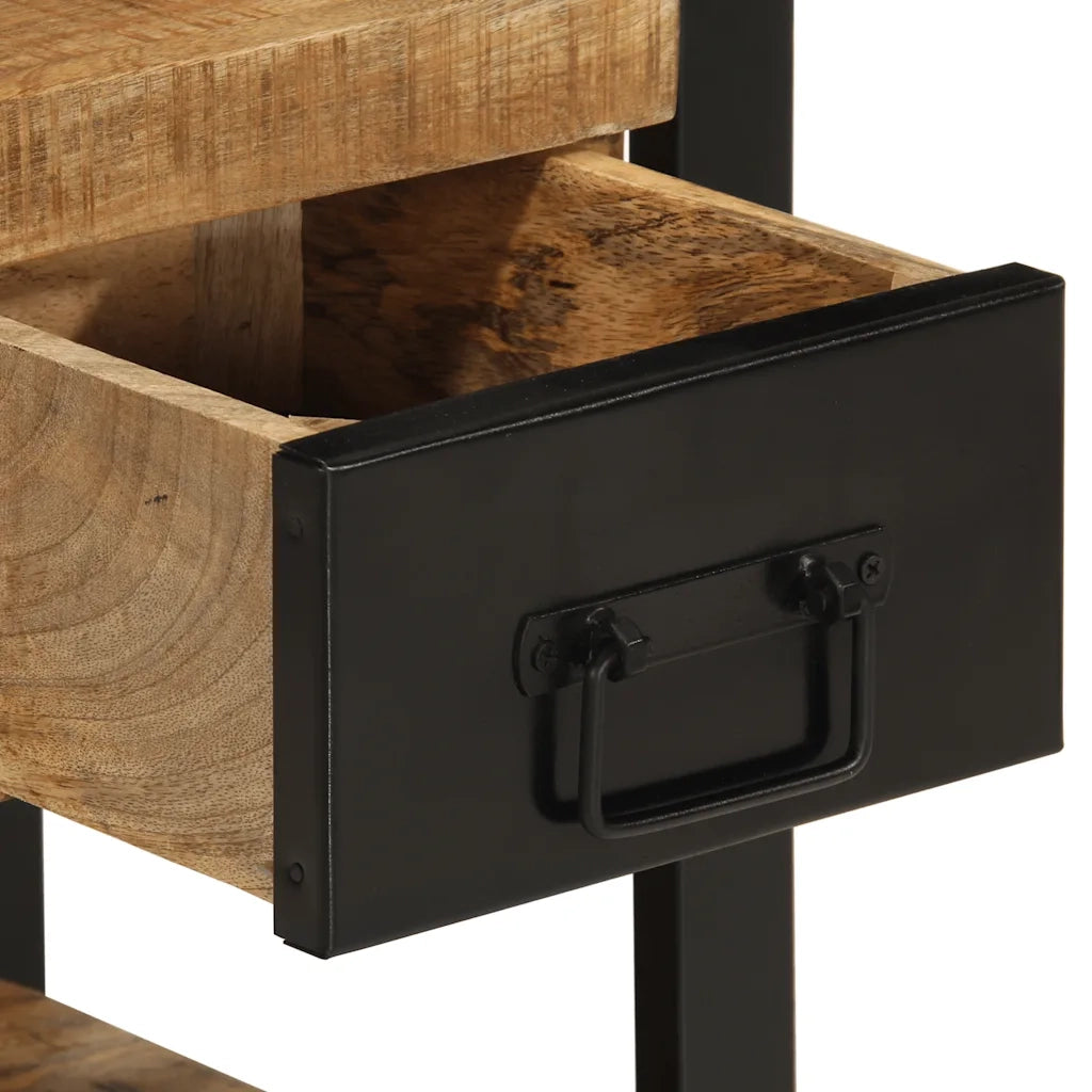 Comodino 35x34x45 cm in Legno Massello Mango Grezzo