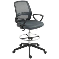 Sedia da Ufficio Ergonomica con Braccioli e Poggiapiedi Regolabile Rete Traspirante, Grigio