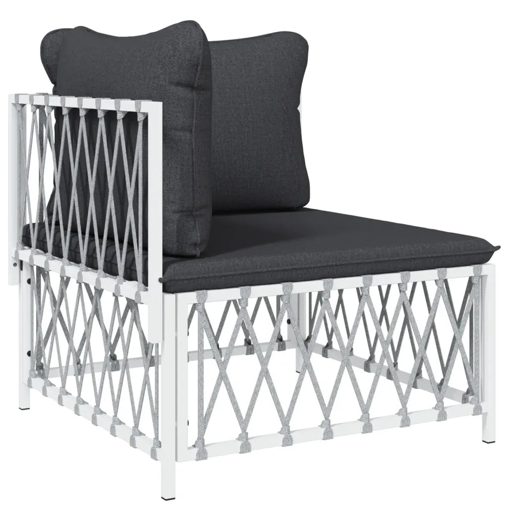 Set Salotto da Giardino 5 pz con Cuscini in Acciaio Bianco 3186870