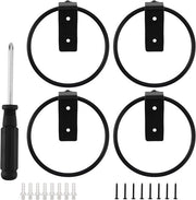 Set di vasi per piante da muro da 4, diametro 10 cm, anello per fissaggio alla parete, pieghevole, esterno, supporto per piante da muro, inclusi viti e chiave a croce, colore nero.