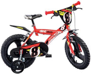 BICICLETTA 14 POLLICI ROSSA BAMBINO MTB MOUNTAIN BIKE CON ROTELLE