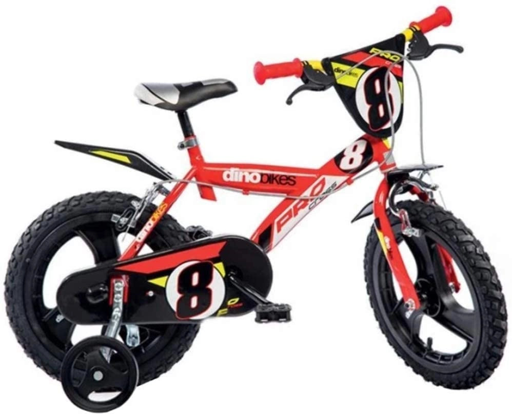 BICICLETTA 14 POLLICI ROSSA BAMBINO MTB MOUNTAIN BIKE CON ROTELLE