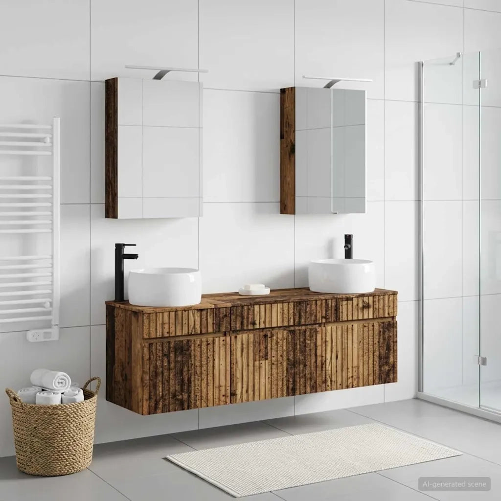 Set di Armadi da Bagno 5 pcs Legno antico 50 x 14,5 x 70 cm 3406637