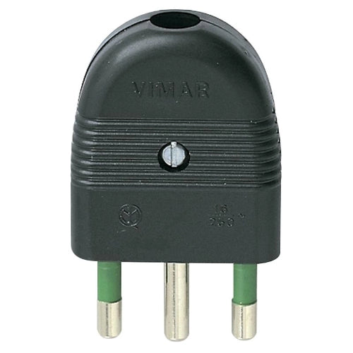 SPINA 2P+T 16A ASSIALE NERO