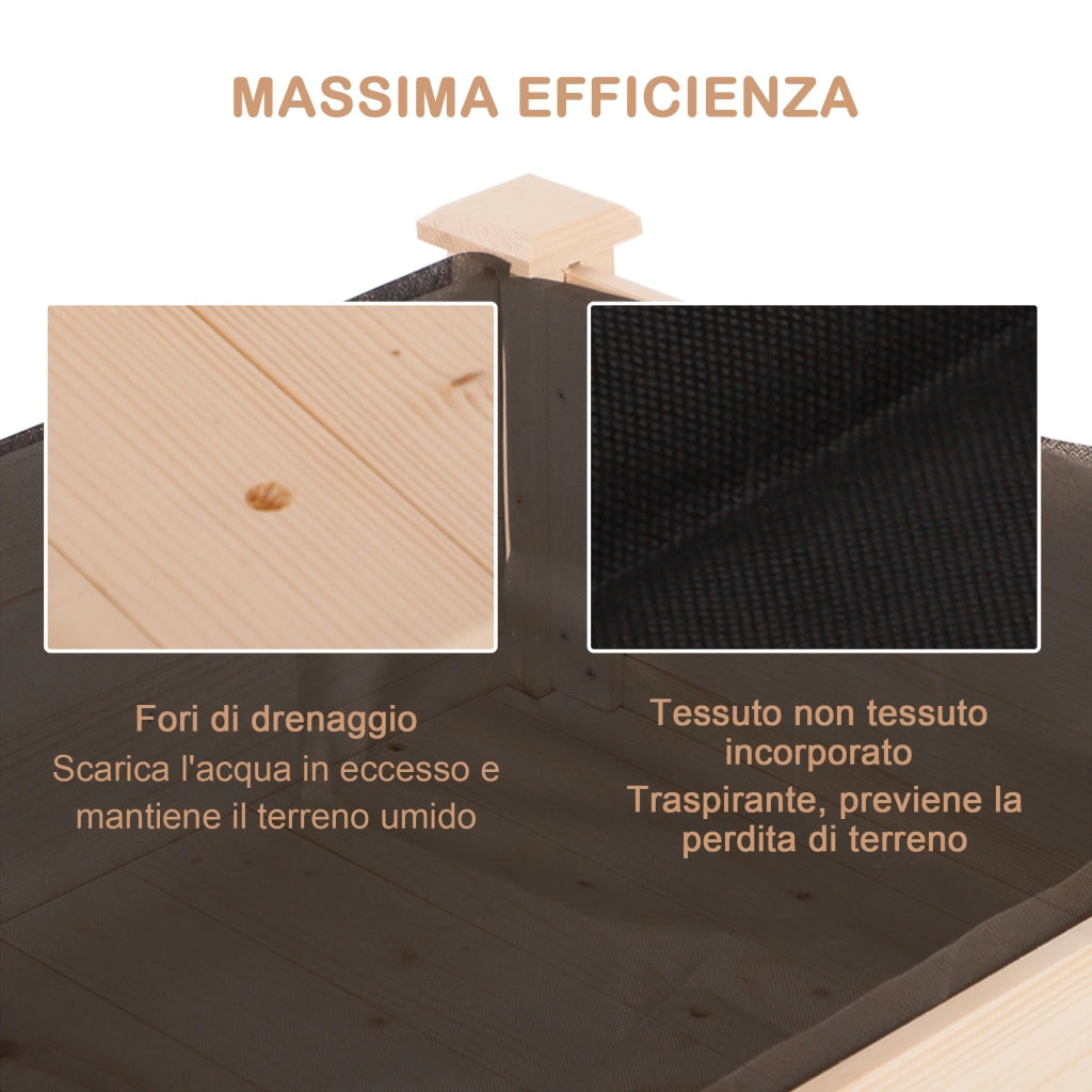 Letto Rialzato per Orto con Tessuto ¨C zephmum ¨C Legno 122.5x56.5x76cm