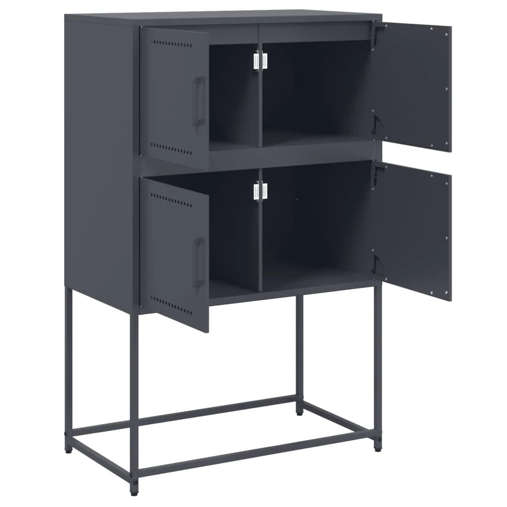 Buffet credenza cassettiera armadio mobile contenitore organizer per cucina soggiorno salotto 68,5 x 38,5 x 107 cm acciaio antracite 02_0029702