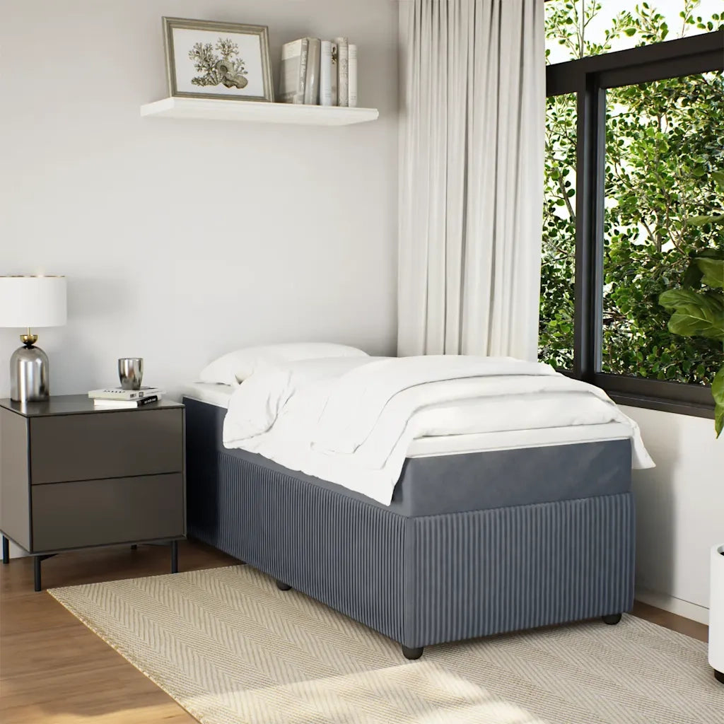 Giroletto a Molle con Materasso Grigio Scuro 80x200 cm Velluto