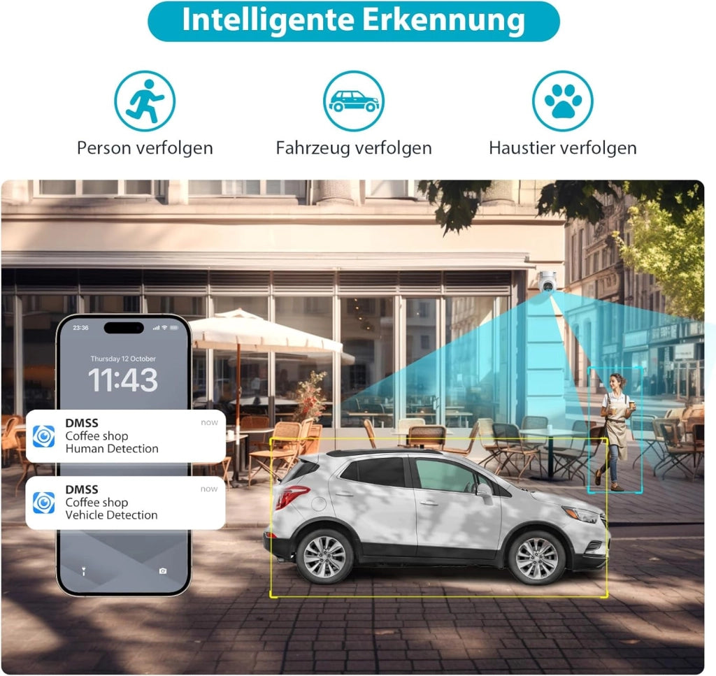 Videocamera sorveglianza da esterno PT IP/Wi-Fi Smart Dual Light 3MP con deterrenza attiva e audio bidirezionale P3B-PV