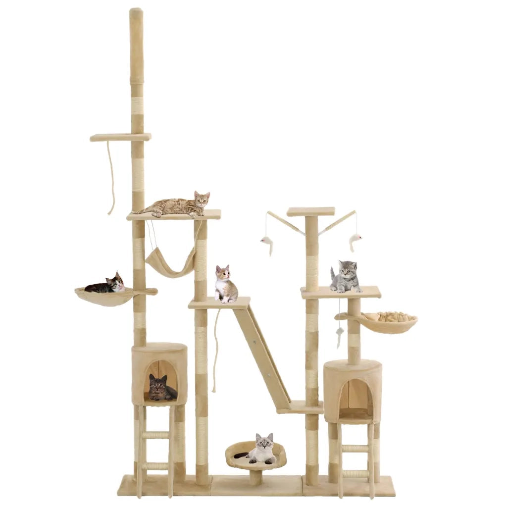 Albero per Gatti con Tiragraffi in Sisal 230-250 cm Beige 170619
