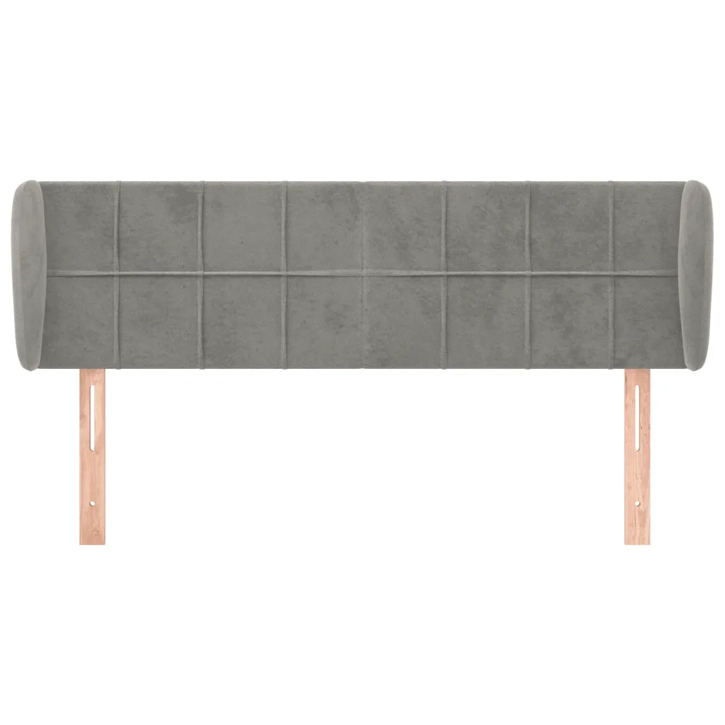 Testiera ad Orecchio-Testata con Orecchie Grigio Chiaro 147x23x78/88 cm in Velluto 459268